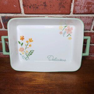 Martha Stewart Ceramic Baking Pan with Handles, 12"x8"